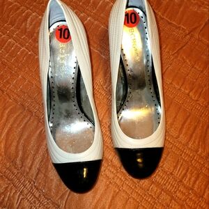 BCBGirls Two-Tone Black and Cream Heels